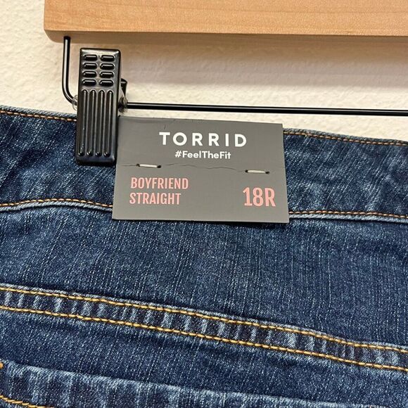 New Torrid Dark Blue Boyfriend Straight Jeans - Size 18R - Picture 6 of 6
